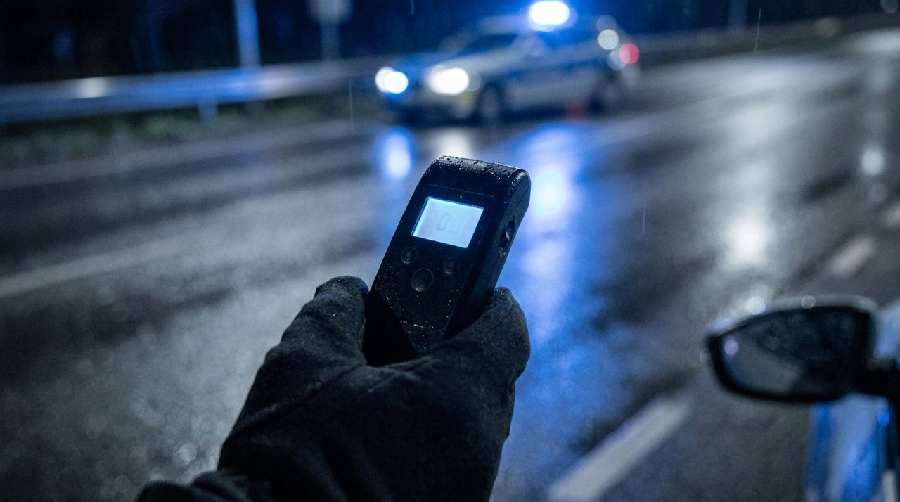 Měření hladiny alkoholu při silniční kontrole