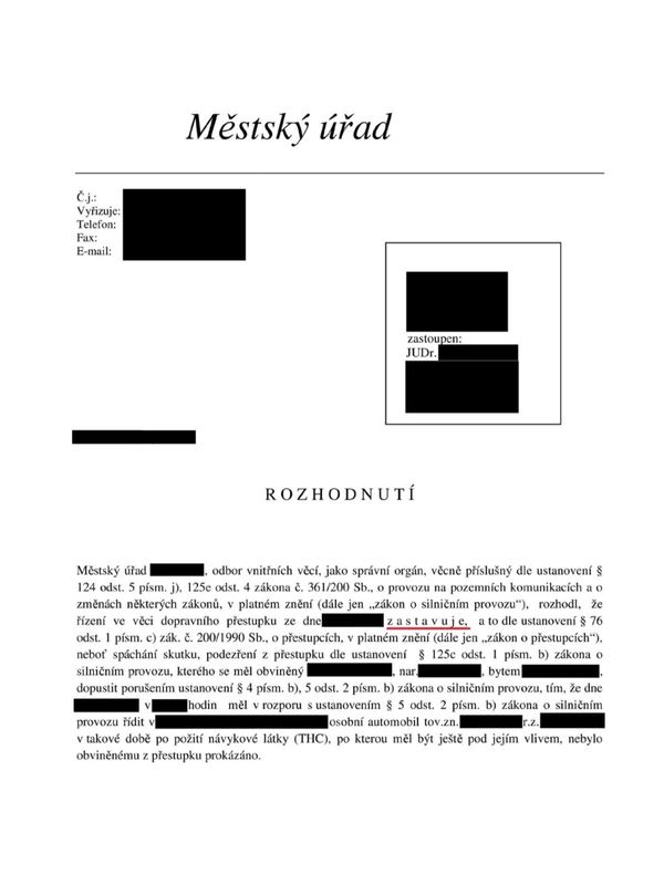 Rozhodnutí — Řízení pod vlivem